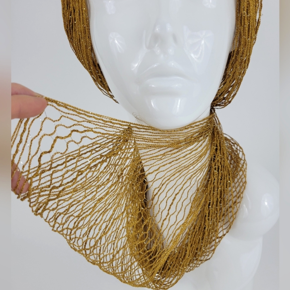 Elegant Gold Fringe Scarf - Picture 2 of 4